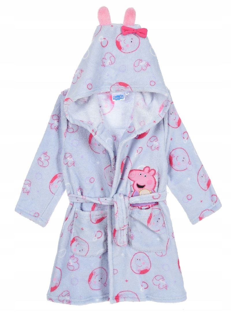 Szlafrok z kapturem i uszkami Świnka Peppa Rozmiar 98