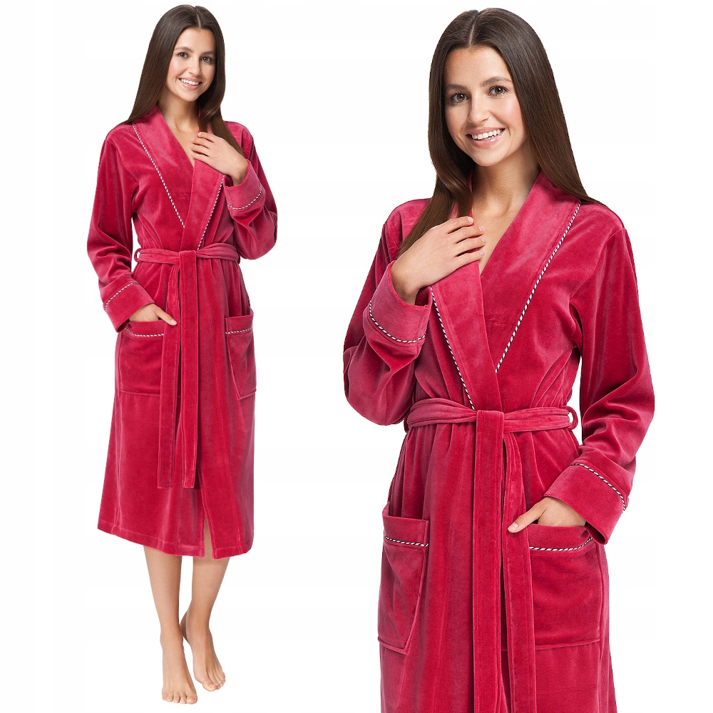 

Szlafrok damski kod 361 Luna welur bordowy [L]