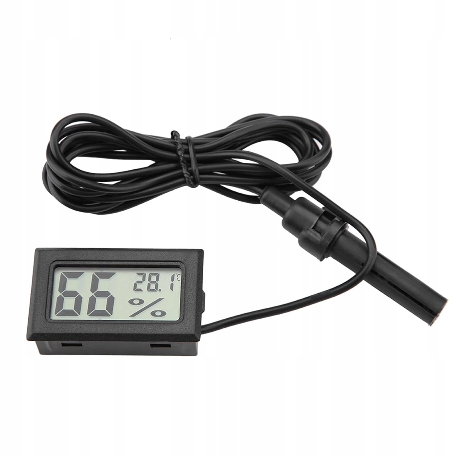 Vestavěný mini vlhkoměr LCD, vlhkoměr s externí sondou pro inkubátory,