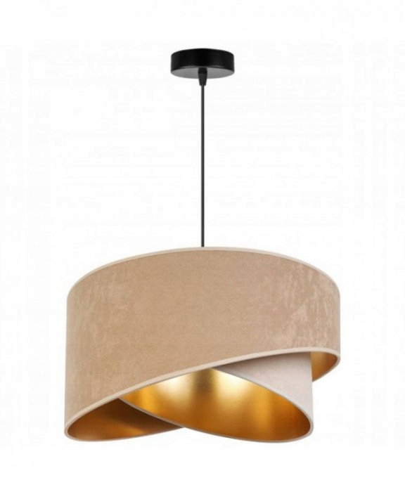 Velurová béžová lampa Milan s ozdobným stínítkem do obývacího pokoje