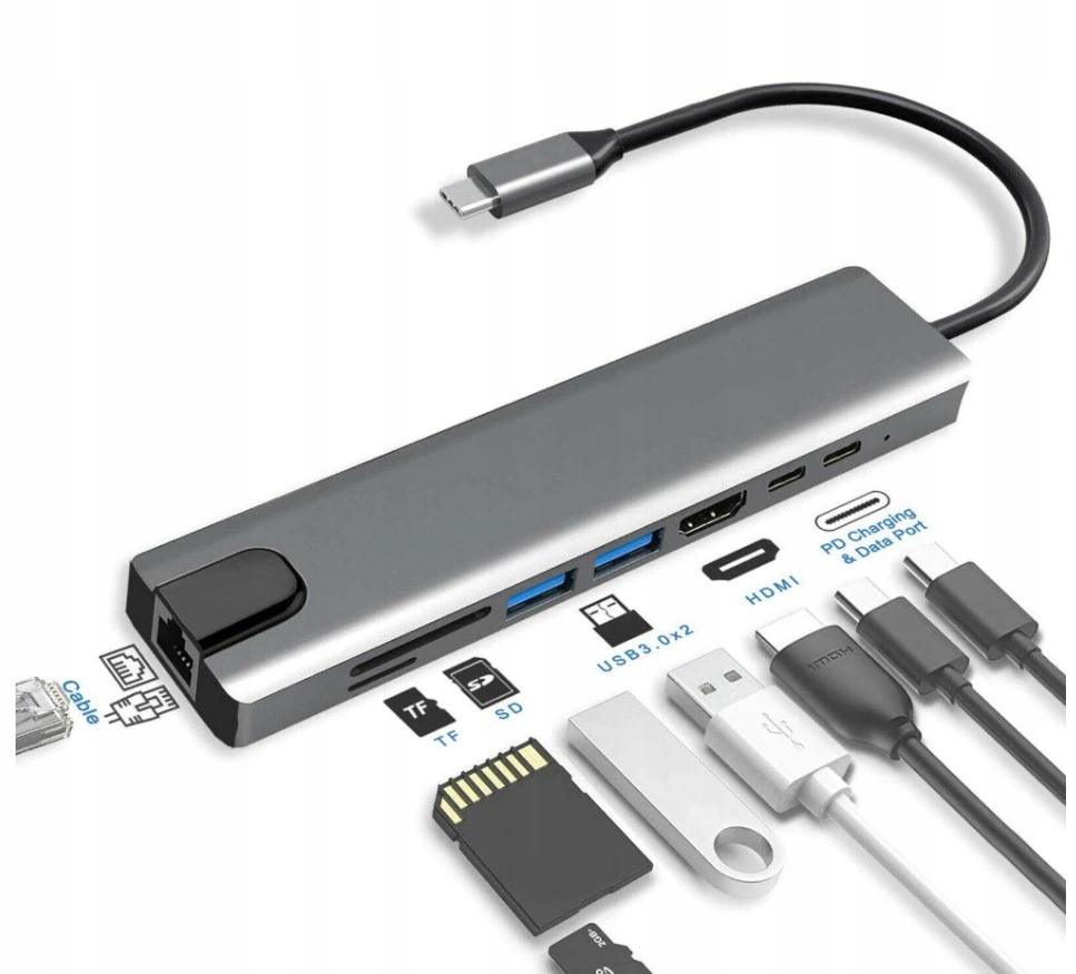 

Adapter 9w1 Hub Usb-c Hdmi 4K Lan Macbook Pro Air