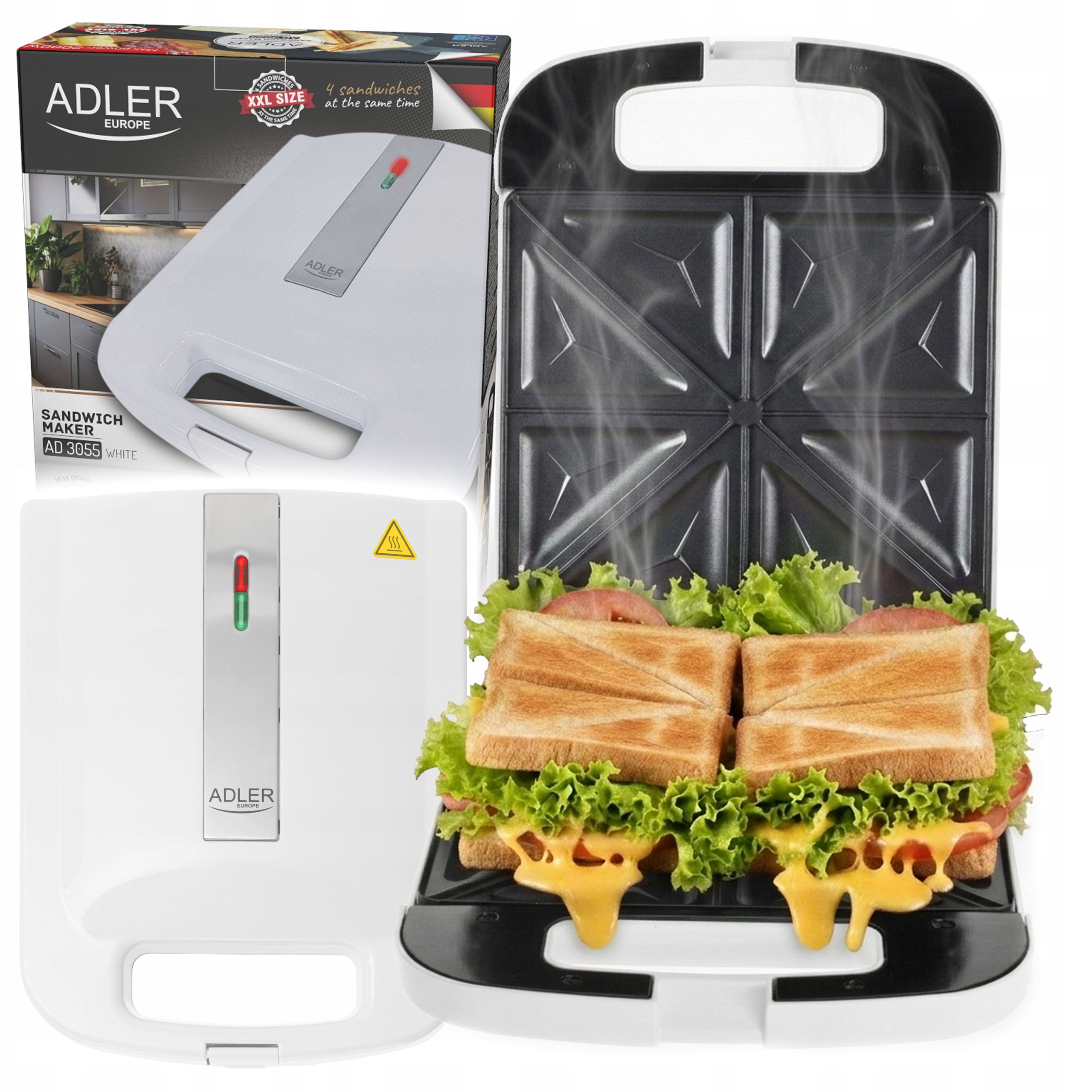 Opiekacz Kanapek Toster Elektryczny Sandwich Powłoka Nieprzywierająca 2000W