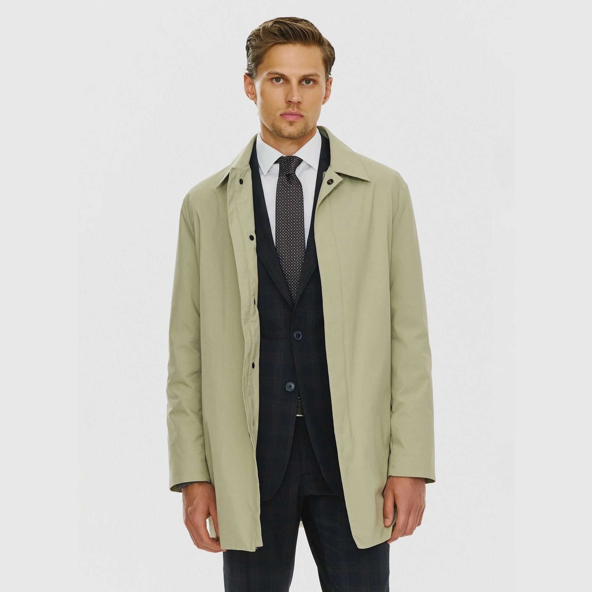 Béžový klasický pánský kabát Pako Lorente vel 48