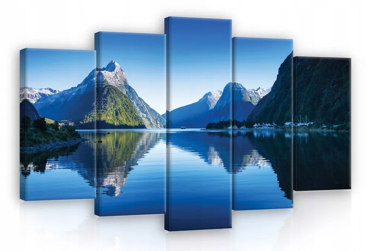 Obraz 100x60 Fjordy hory odraz voda příroda klid krajina Nový Zéland
