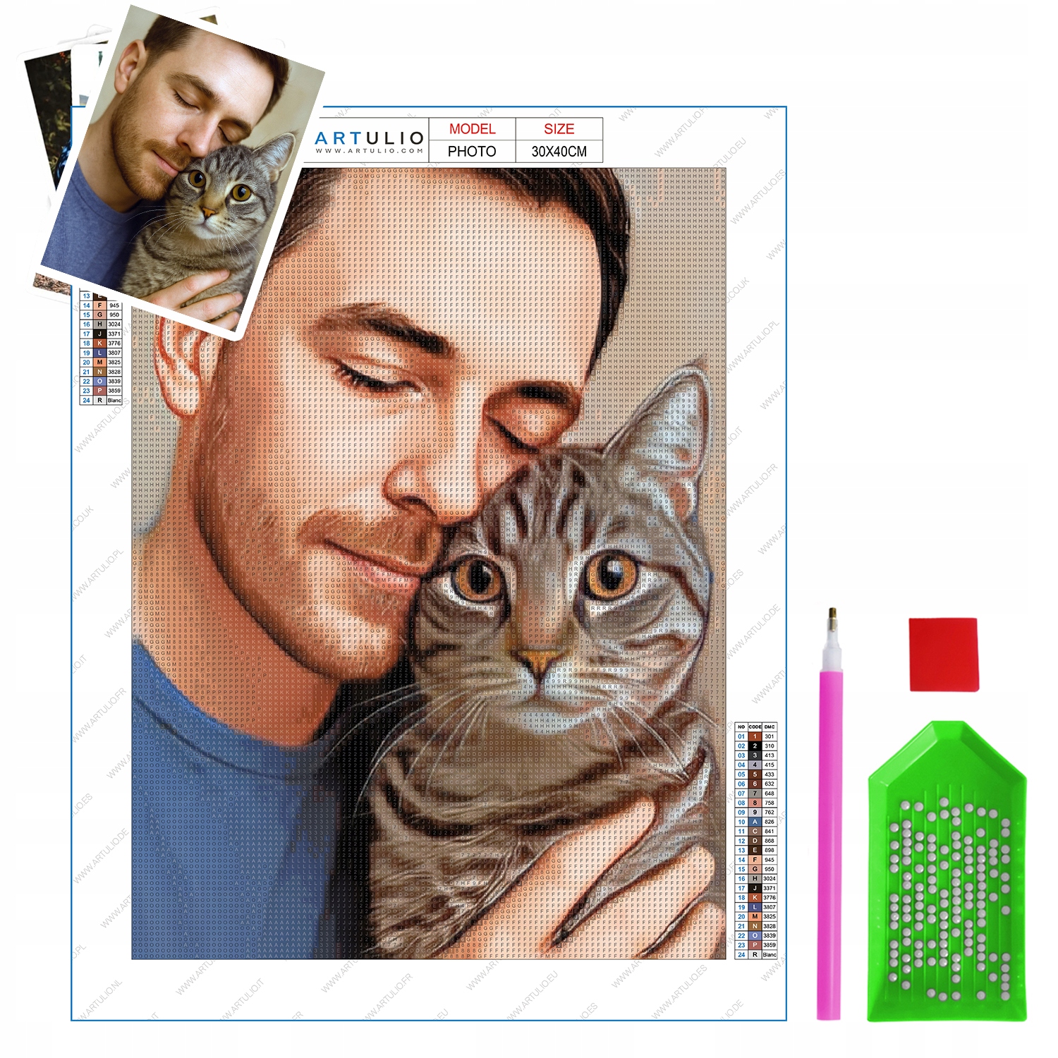 Velmi velká diamantová výšivka z fotografie 60x80 cm, Diamond Painting příslušenství