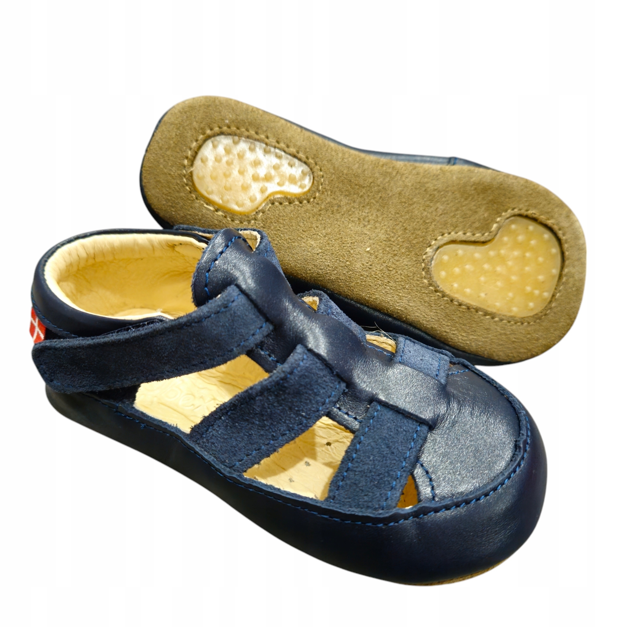 Kapcie dziecięce barefoot ze skóry naturalnej na rzep Obex Helis roz.23
