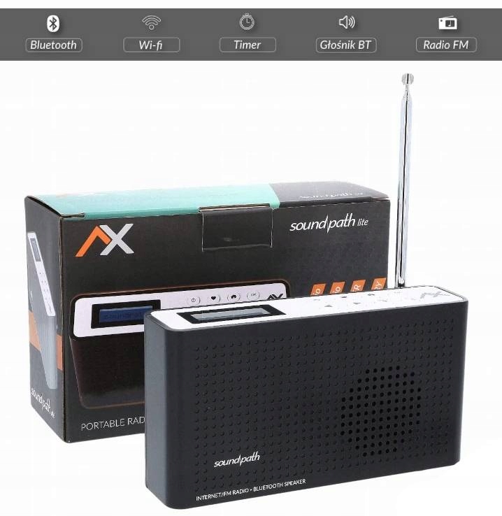 Radio przenośne internetowe Fm Ax Soundpath lite Bluetooth wbudowany Aku