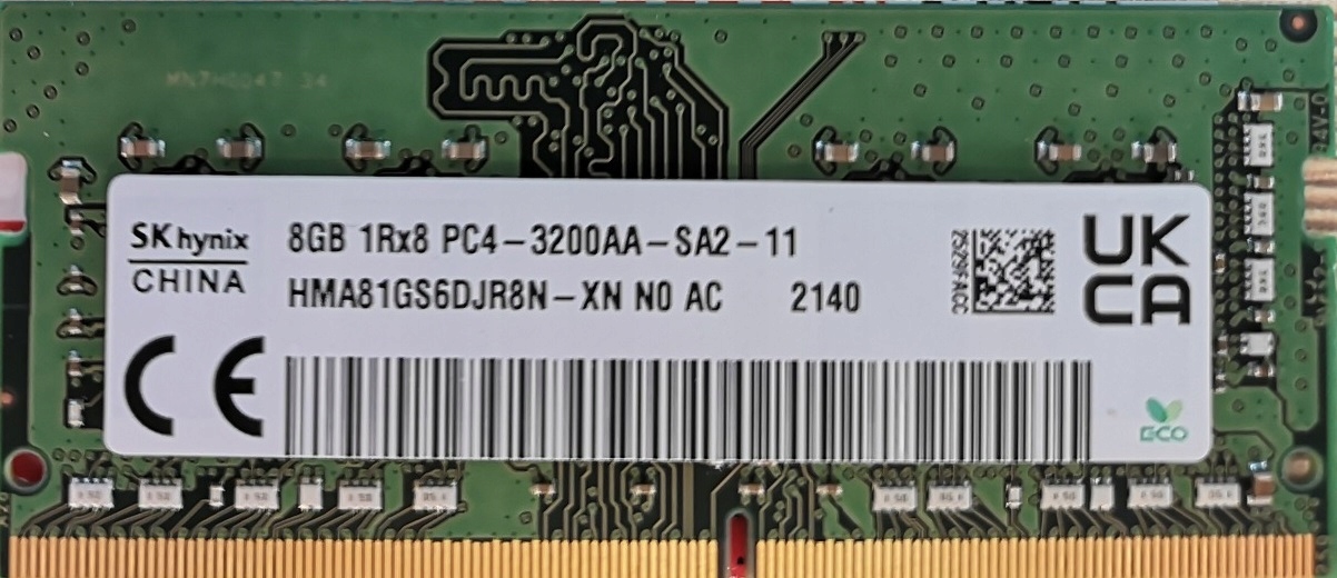 

Pamięć Ram 8GB DDR4 Sk Hynix 3200 HMA81GS6DJR8N-XN