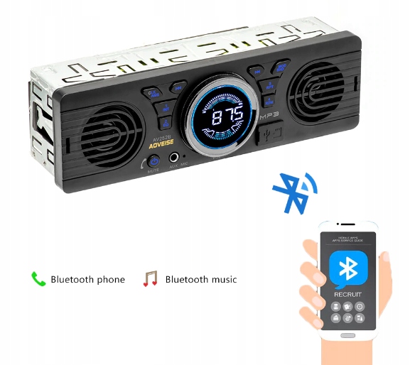 RADIO SAMOCHODOWE USB BT KOPARKA TRAKTOR GŁOŚNIKI Radio informacja RDS pasmo FM