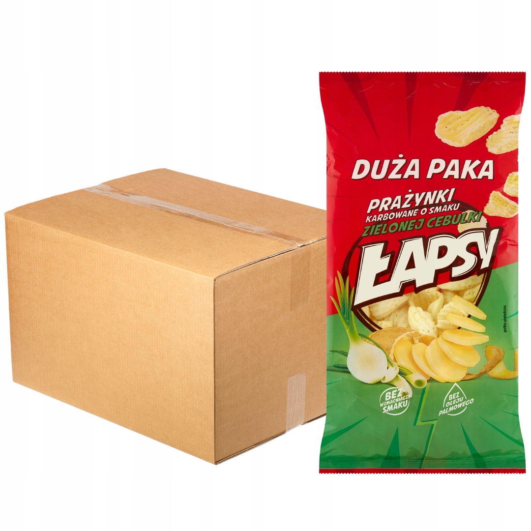 Levně Łapsy Vroubkované krekry příchutí zelené cibulky 110 g x 16 kusů