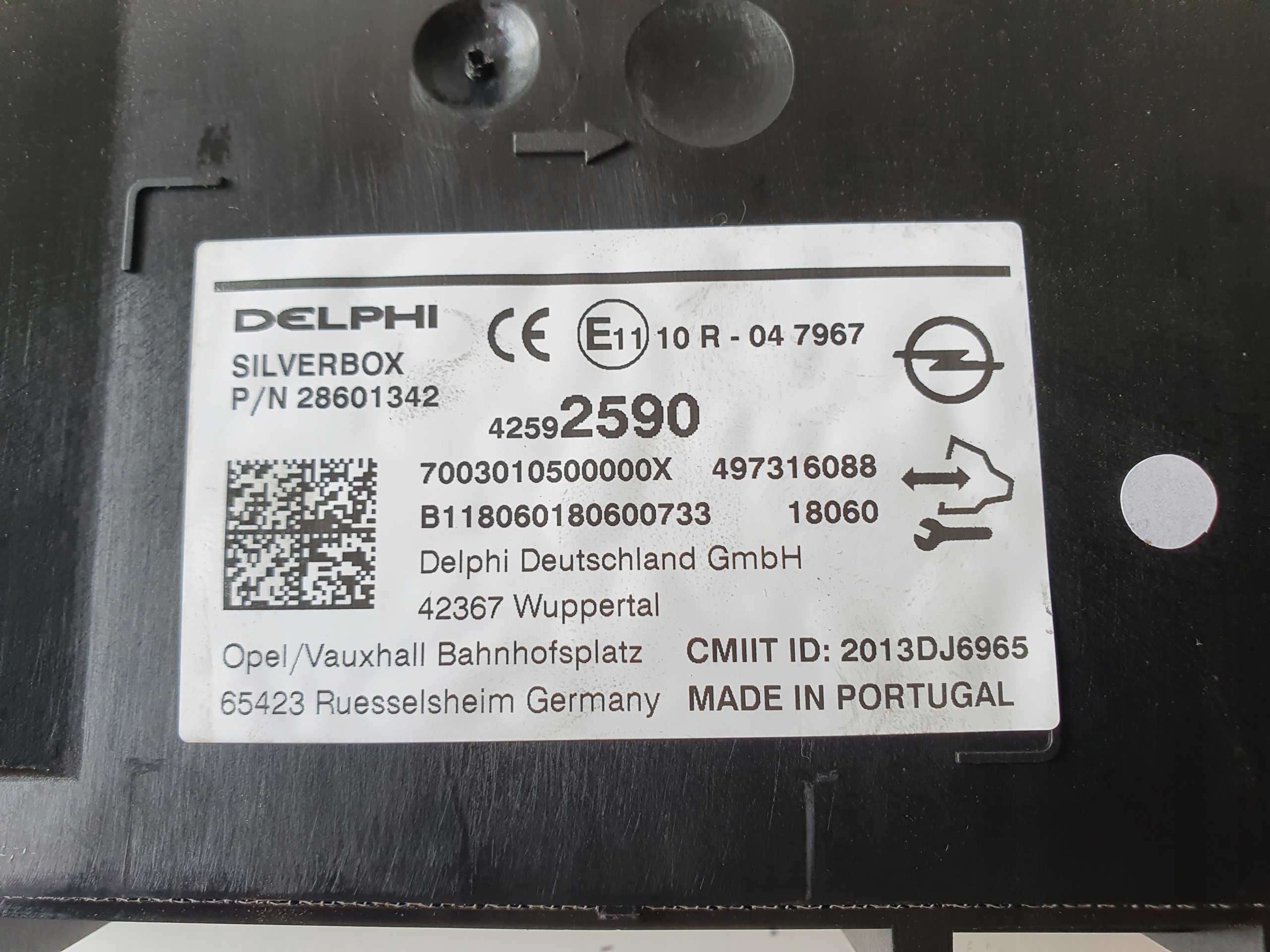 OPEL ASTRA K Module RADIA SILVERBOX 42592590