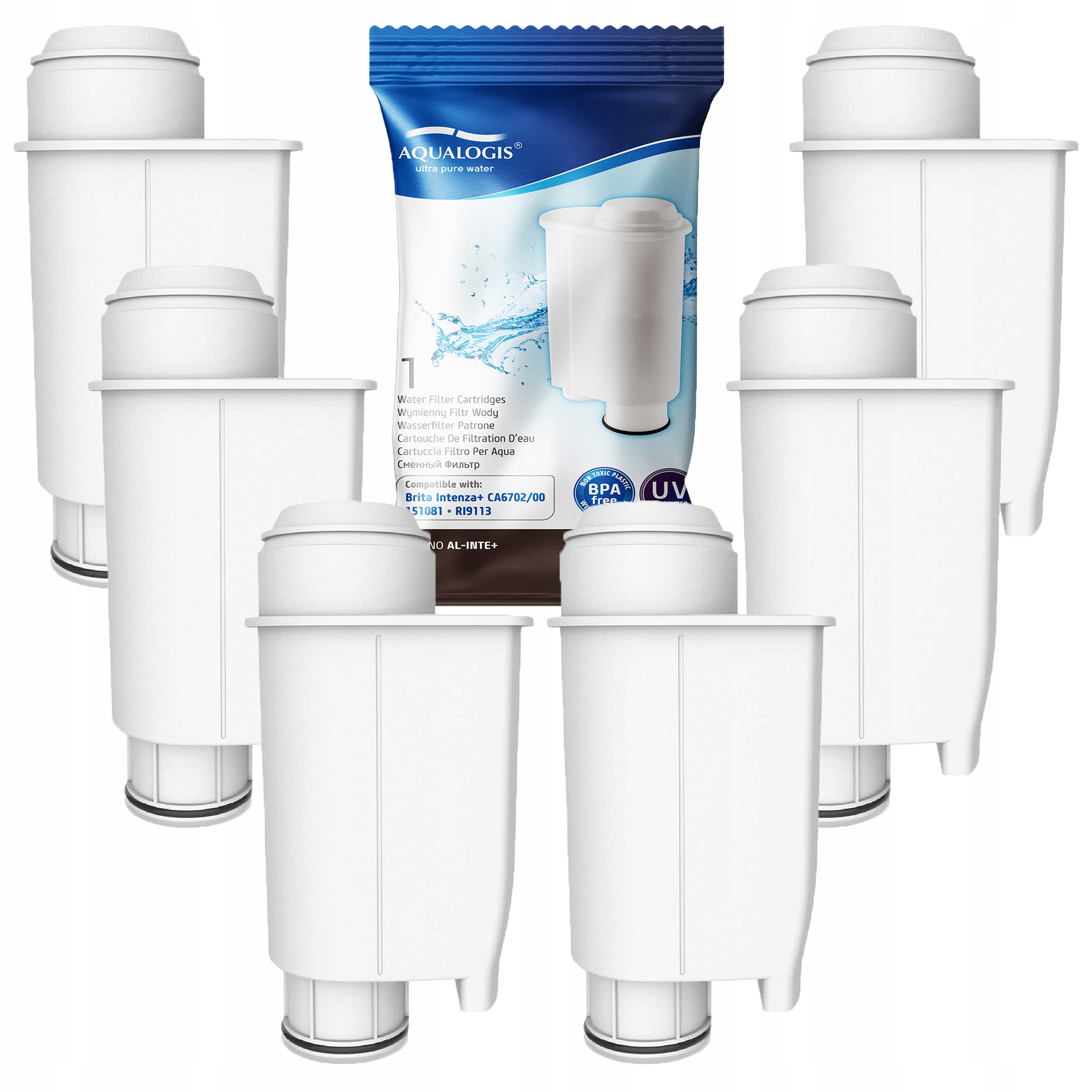 6x Filtr Al-inte+ Aqualogis pro kávovar Saeco Brita Intenza+ CA6702/00