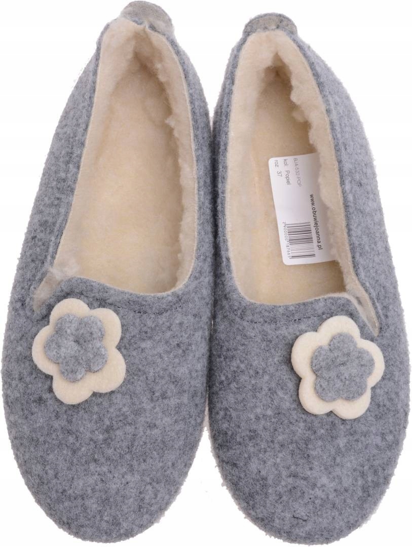 

Bambosze Filcowe Damskie Kwiat Pełne popiel 38