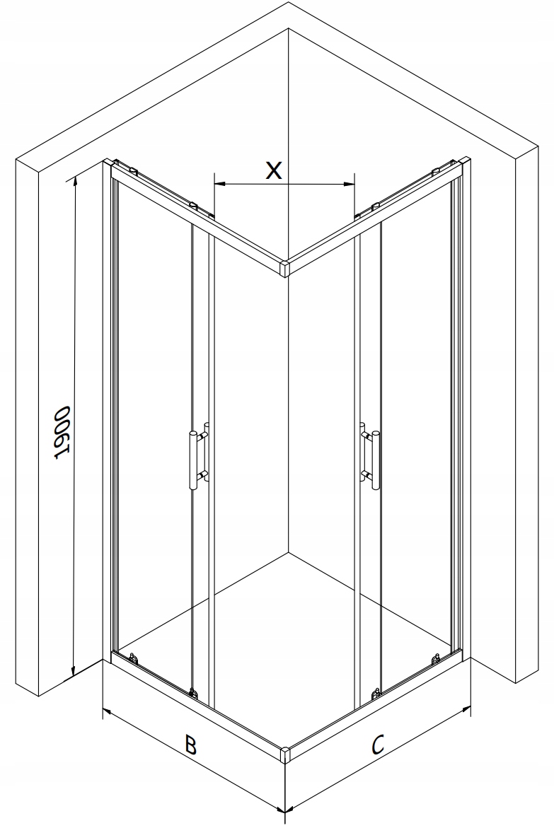 MEXEN RIO KABINA PRYSZNICOWA PASY 90 x 90 CM CHROM + BRODZIK Szerokość 90 cm