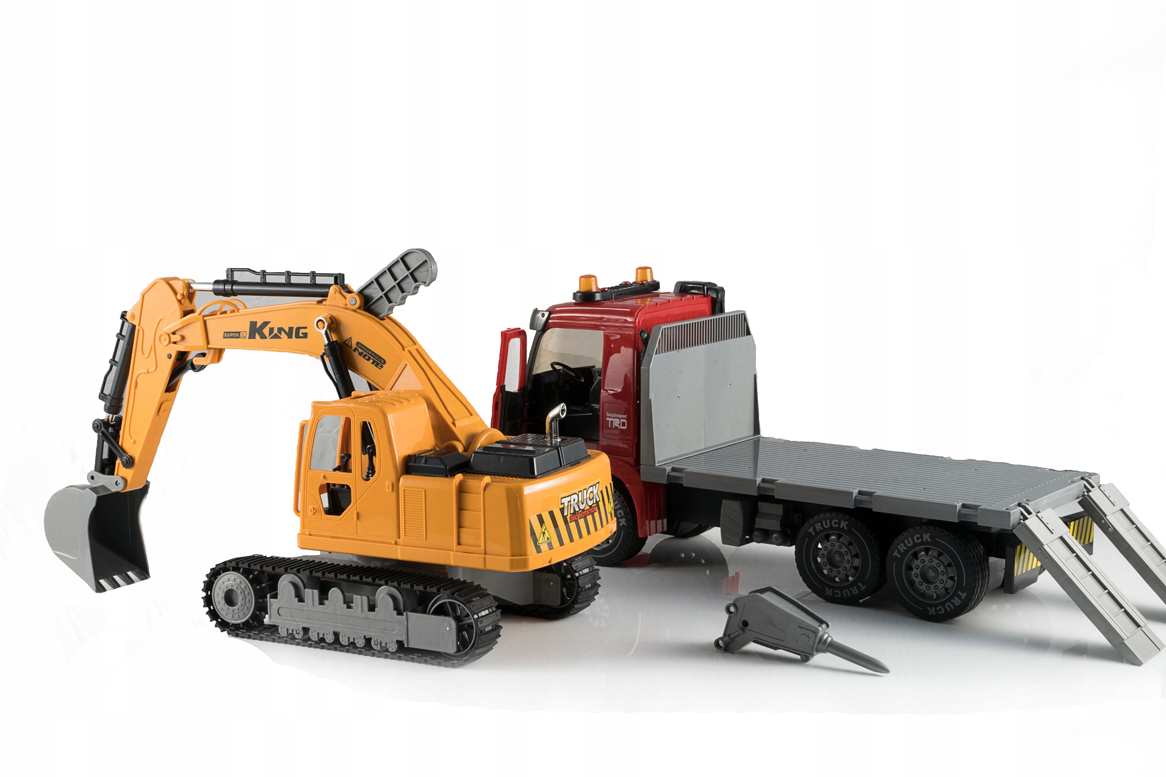 Duży SOLIDNY Pojazd TIR LAWETA + KOPARKA Bohater brak