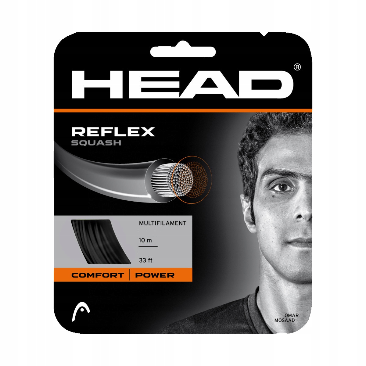 Naciąg do squasha Head Reflex Czarny 1,10 mm 10m