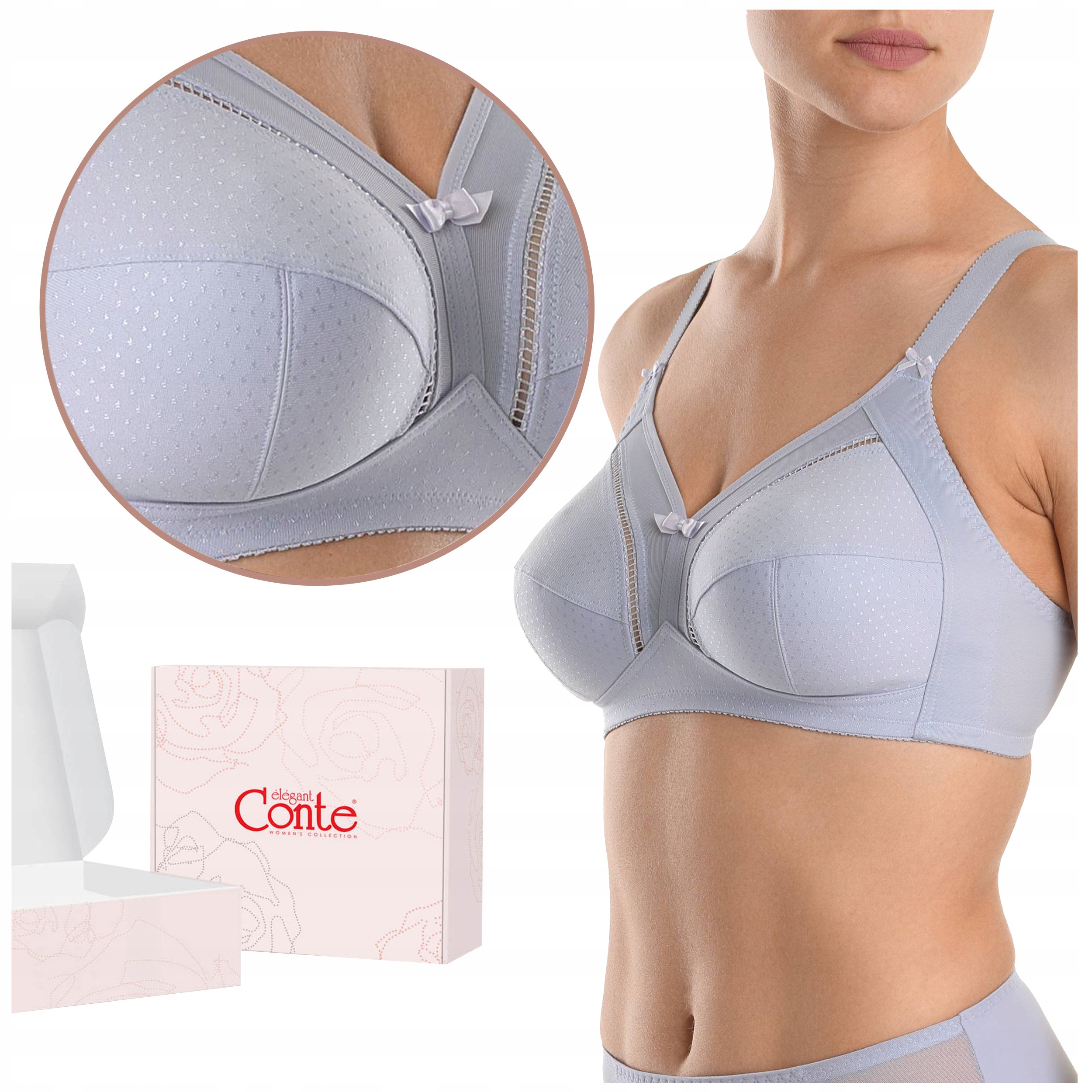 Biustonosz PODTRZYMUJĄCY biust korygujący Conte RB7018 szeroki błękitny