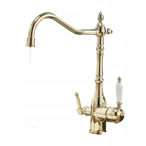 Trojcestná batéria k filtru, zlatá, štýl Old Retro Gold