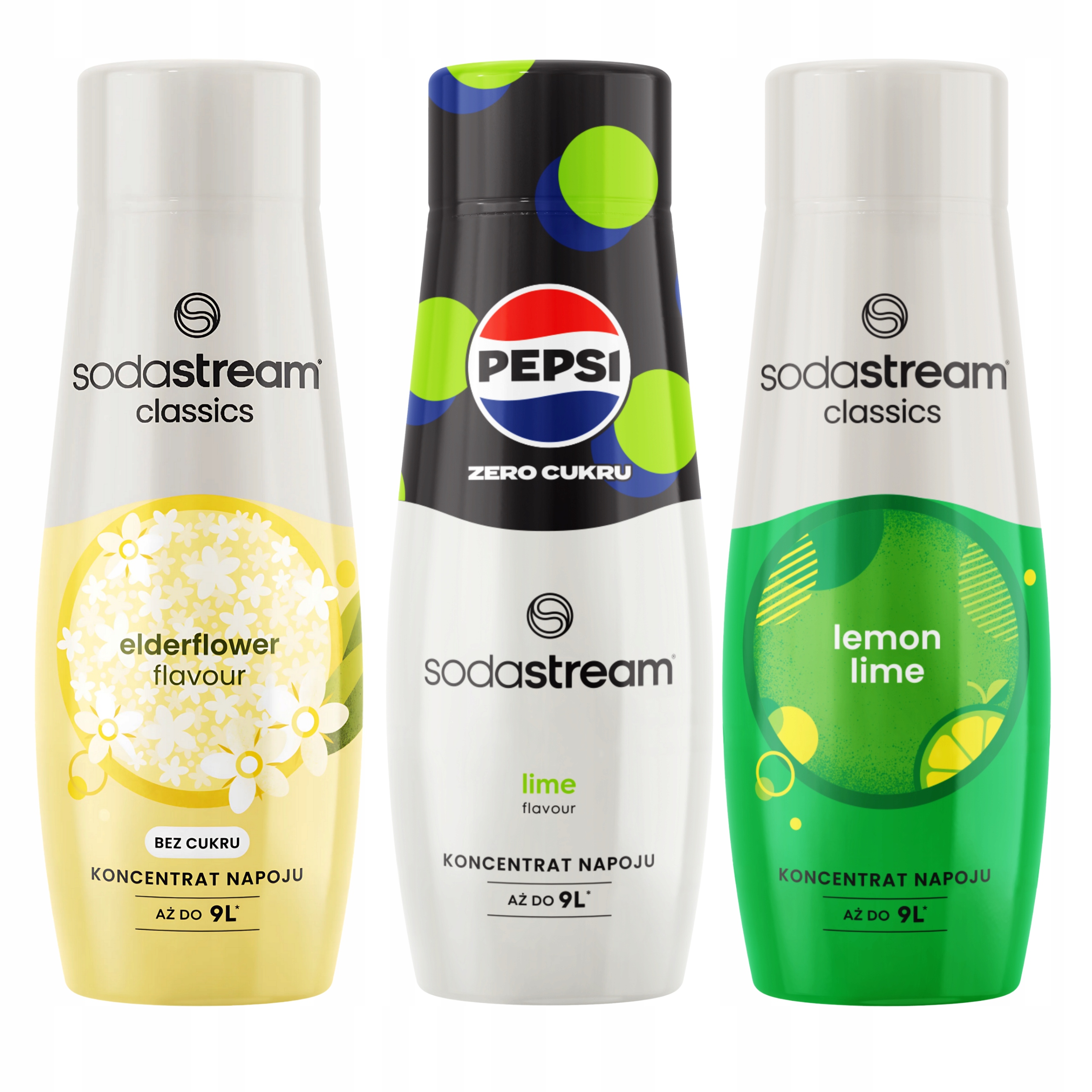 Sirupy Sodastream Květ bezu Pepsi Max Lime Limetka Citron Lemon Lime