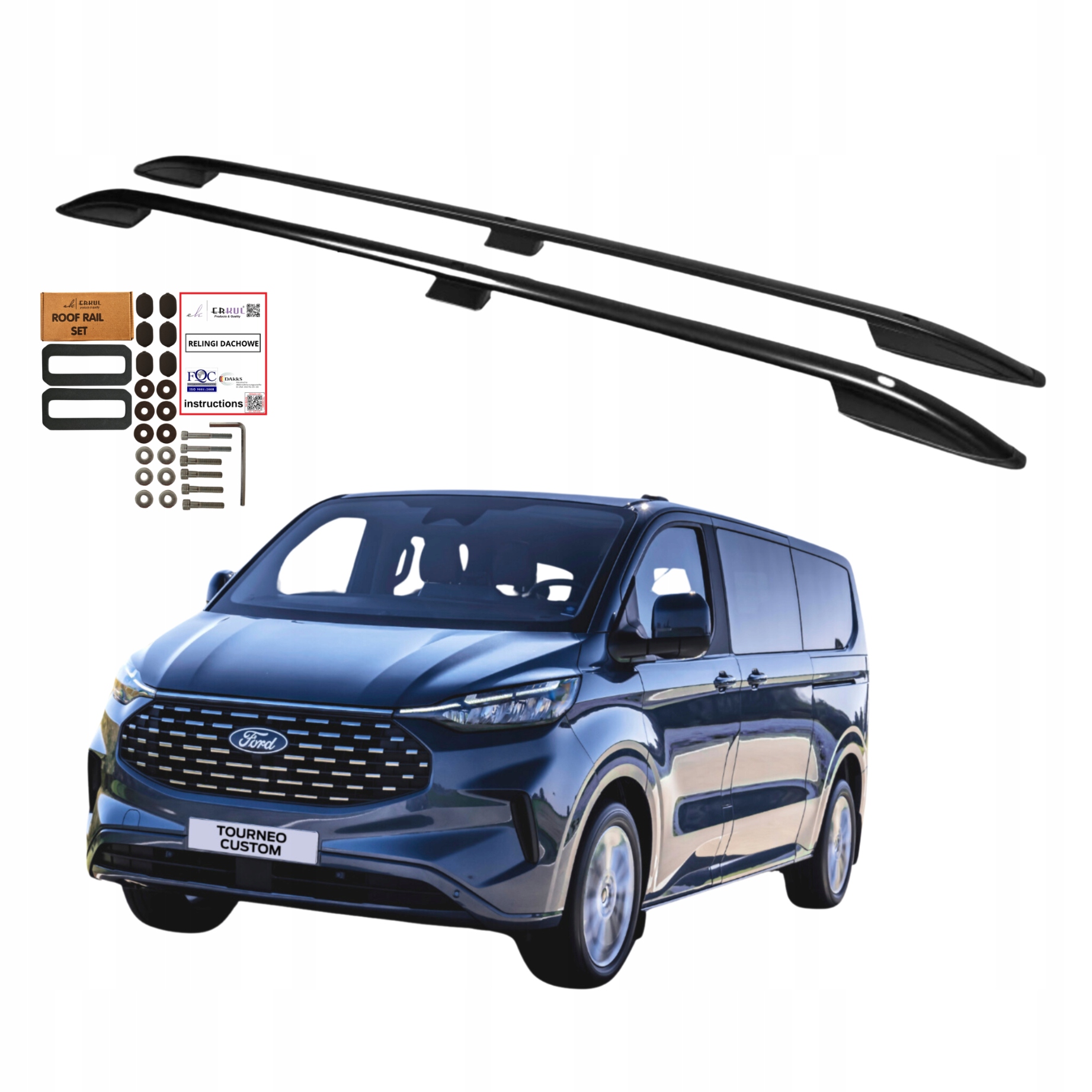 Střešní nosiče Ford Transit Tourneo Custom L2 Dlouhé od 2023 Barva Černá