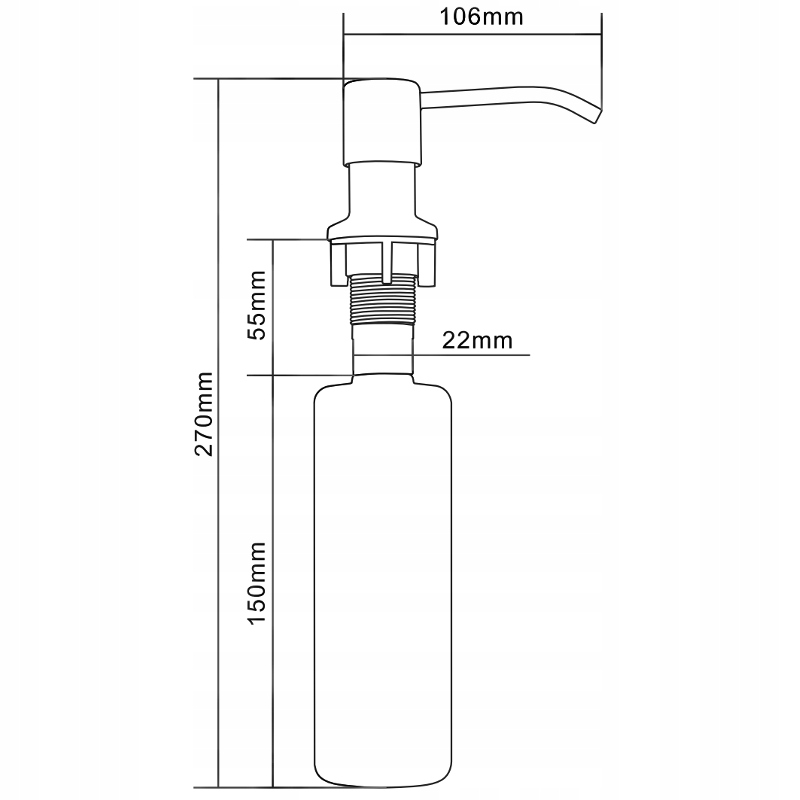 DOZOWNIK NA PŁYN DO ZLEWOZMYWAKA CZARNY Kolor pompki czarny