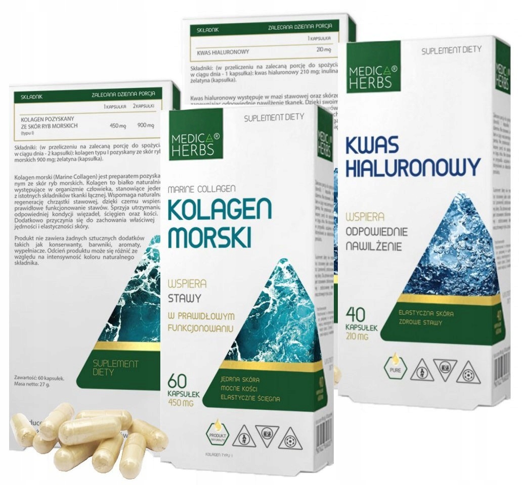 ZESTAW KWAS HIALURONOWY + KOLAGEN ZMARSZCZKI STAWY (5907622656569 ...