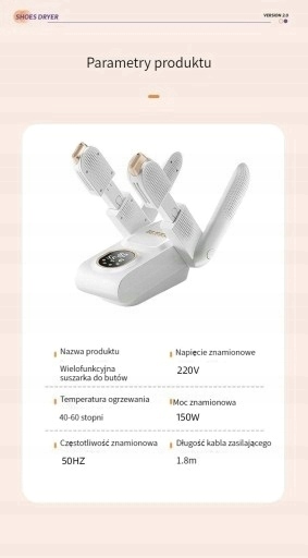 SUSZARKA OSUSZACZ DO BUTÓW OBUWIA OZON DEZYNFEKCJA Kod producenta Q97