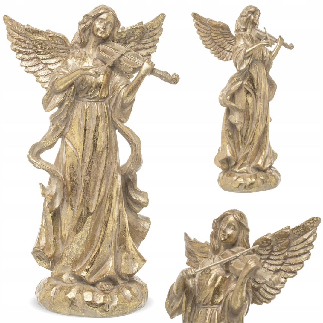 

Figurka Anioł świąteczny złoty ala drewno 30cm