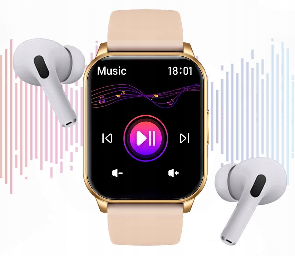 SMARTWATCH ZEGAREK DAMSKI Z FUNKCJA ROZMOWY SPORT ZDROWIE ZLOTY DAMSKIE Transmisja danych brak