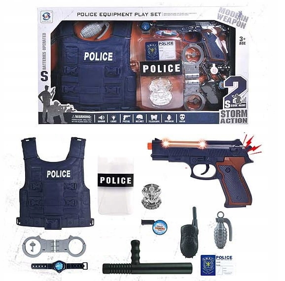 ПИСТОЛЕТ КОМПЛЕКТ ЖИЛЕТ ПОЛИЦЕЙСКИЙ СВЕТ ЗВУК