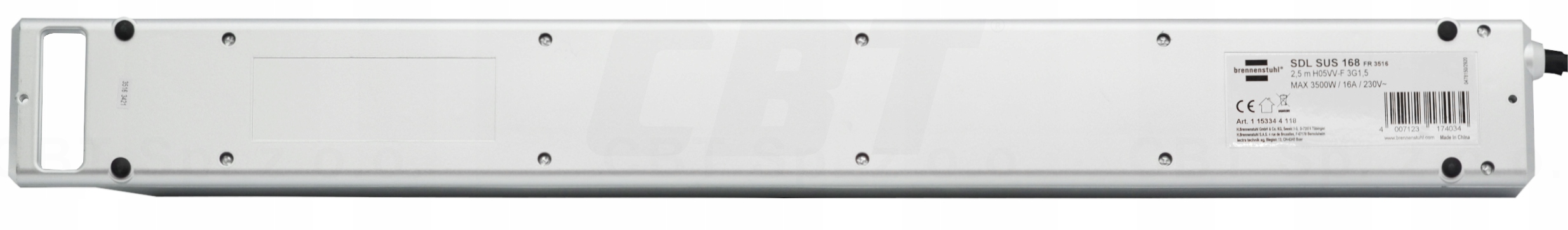 LISTWA ELEKTRYCZNA 8 GNIAZDOWA PRZEDŁUŻACZ ZASILAJĄCY KABEL 2,5 BEZPIECZNIK Kolor srebrny