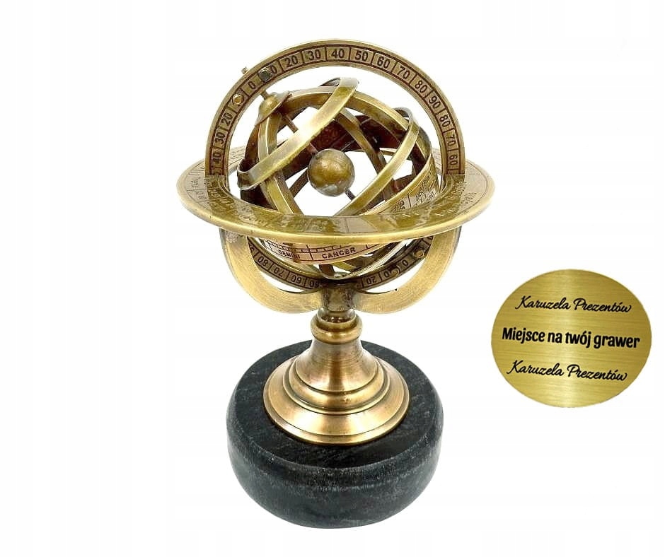 ASTROLABIUM PIERŚCIENIOWE MOSIĄDZ KAMIEŃ PREZENt