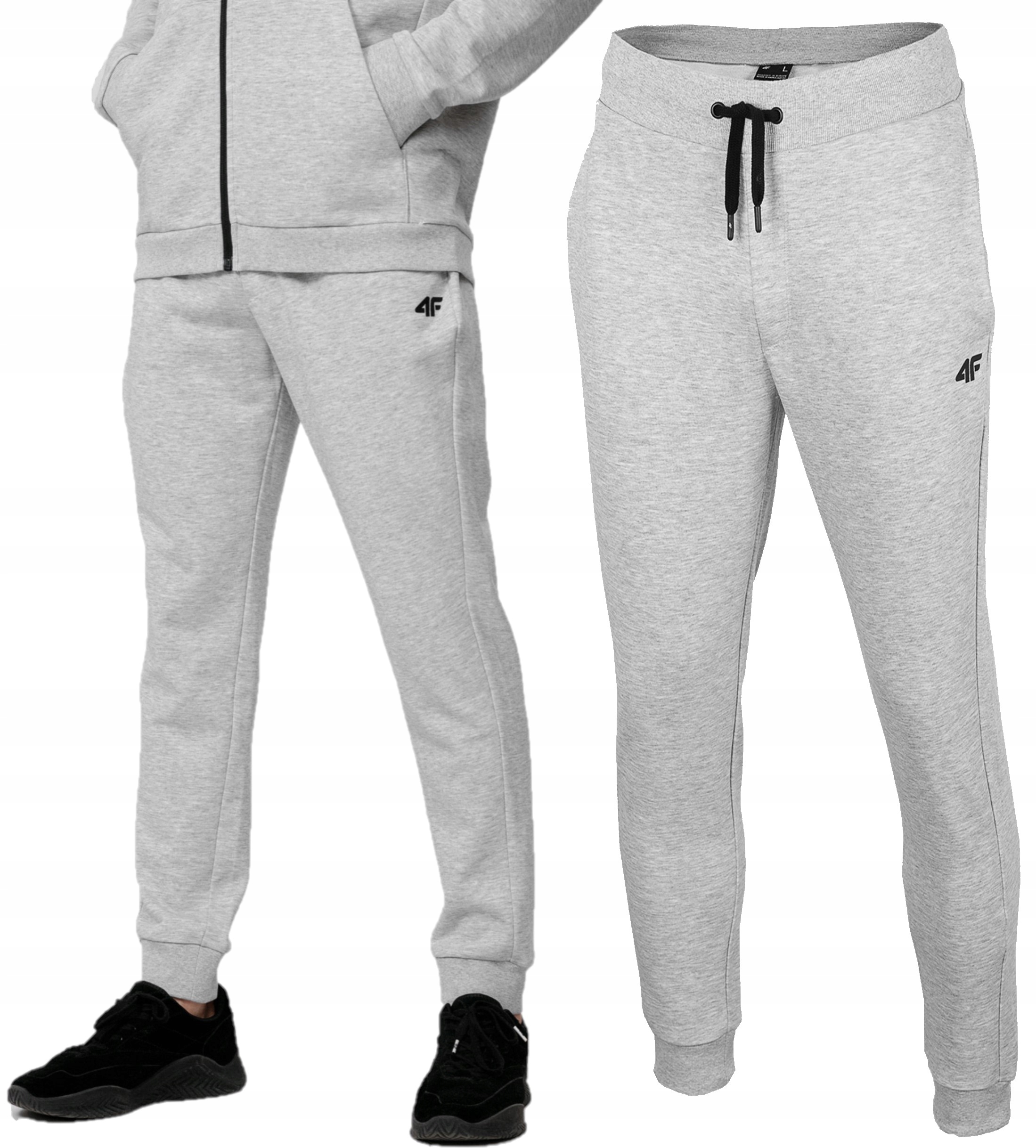 

Męskie Spodnie Dresowe 4F Joggery Szare SPMD350 S