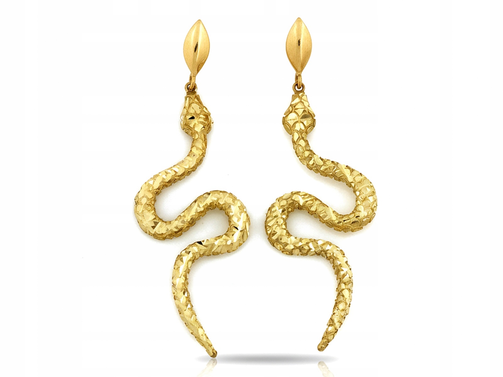 Náušnice zlaté 585 ve tvaru hadů s kolíkovým zapínáním jako dárek
