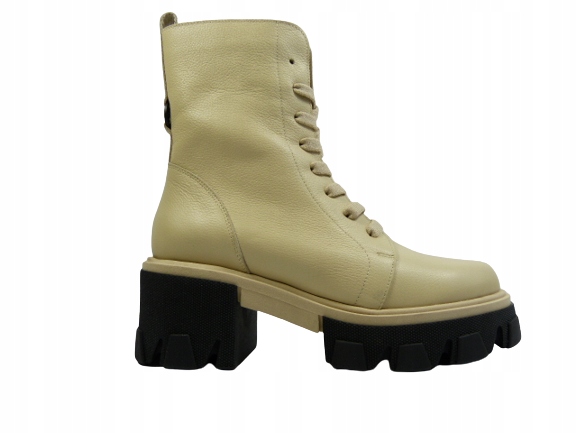 Béžové dámské kotníkové boty kožené kozačky traperky Karino 37