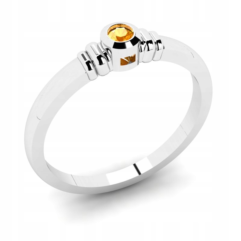 

Pierścionek Z Białego Złota Z Cytrynem 0,06CT