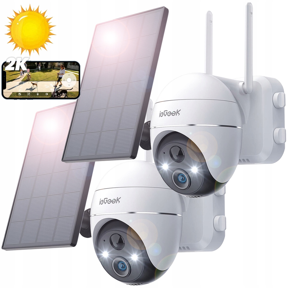 Venkovní Kamera Solární Otočná Bezdrátová Wifi Ip 3MPx 4X Zoom 2ks