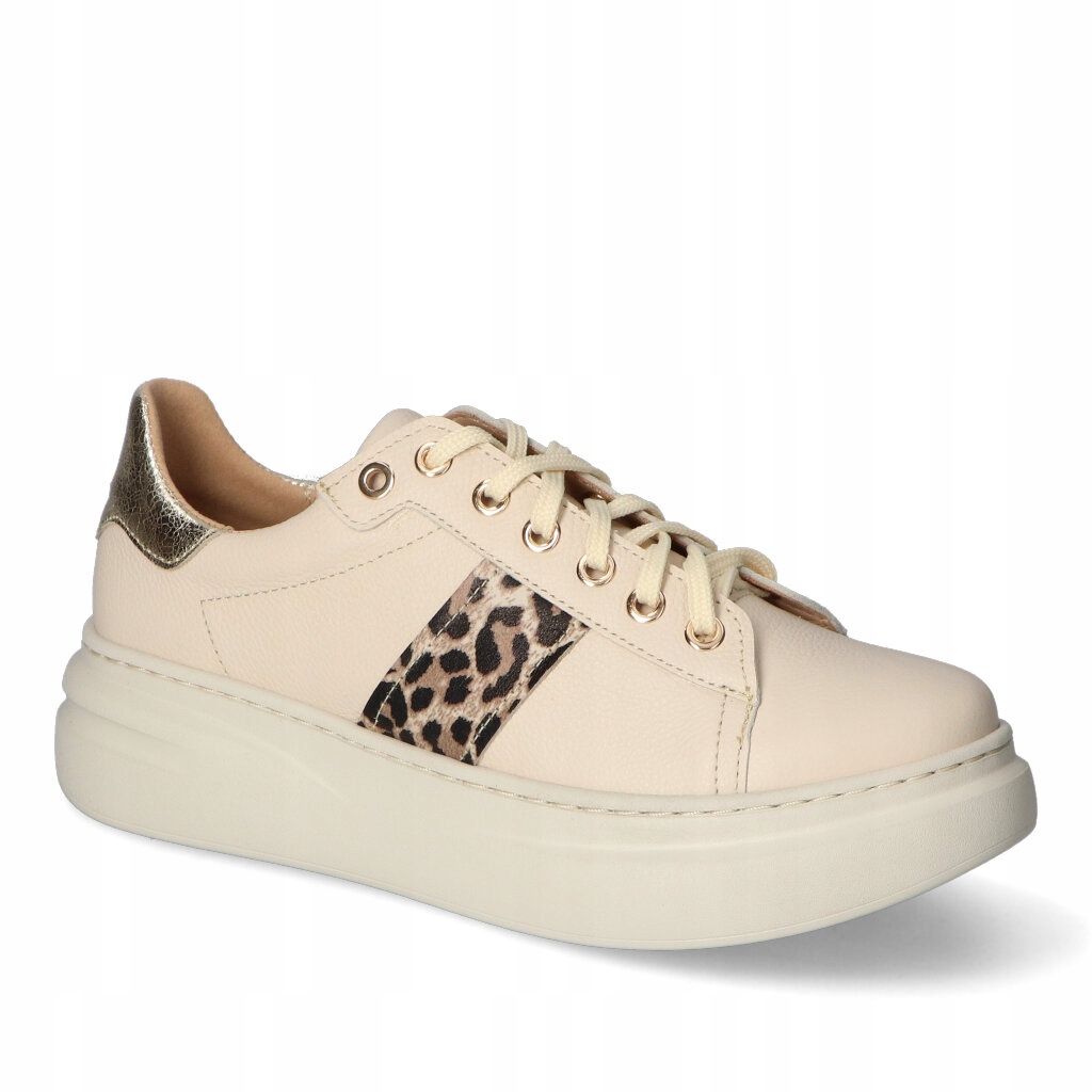 Dámské tenisky Tuomo Béžová+Panterka Kožené 36