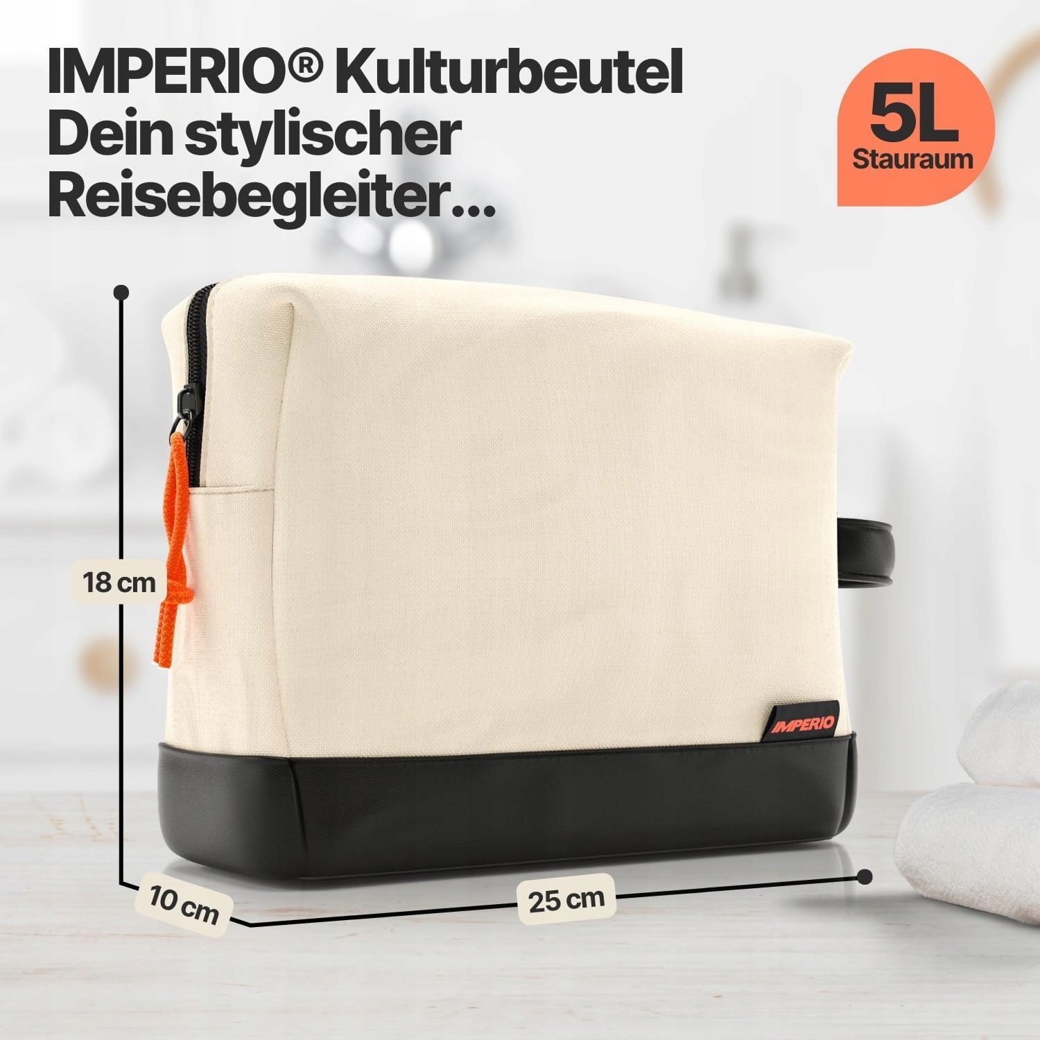 Kosmetická taška Imperio Unisex voděodolná 25x10x18 Cm s veganem Kunstleder