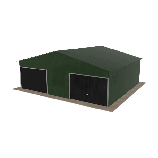 Plechová garáž 8x7 m dvoupolohová, dvoupolohová, zelená