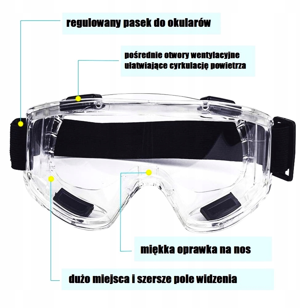 GOGLE OKULARY OCHRONNE ROBOCZE PRZECIWODPRYSKOWE PRZEZROCZYSTE BHP Marka inna