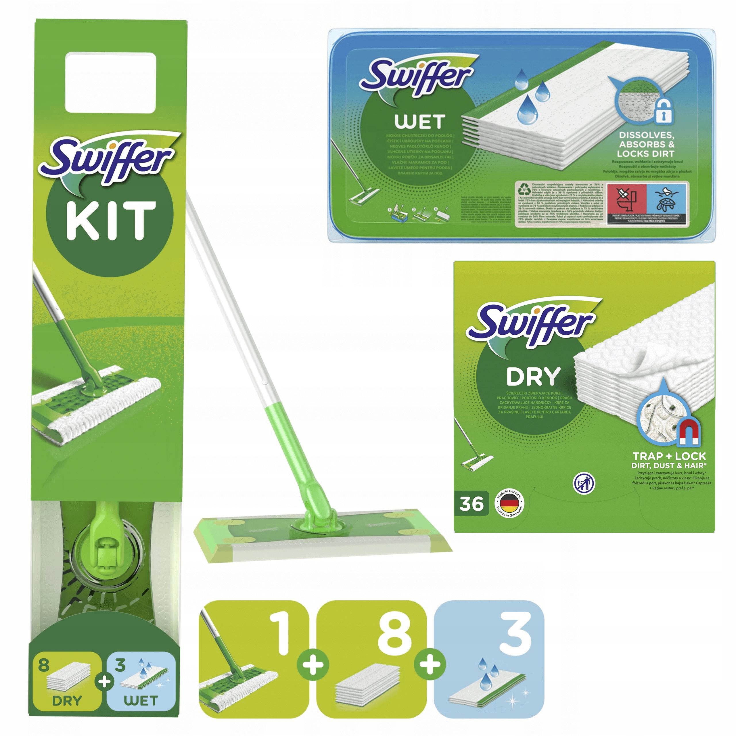 

Swiffer Mop 44 suche 23 mokre wkłady Zestaw