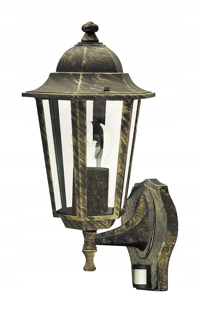 Venkovní nástěnné svítidlo klasické zlaté starožitné s senzorem Rabalux