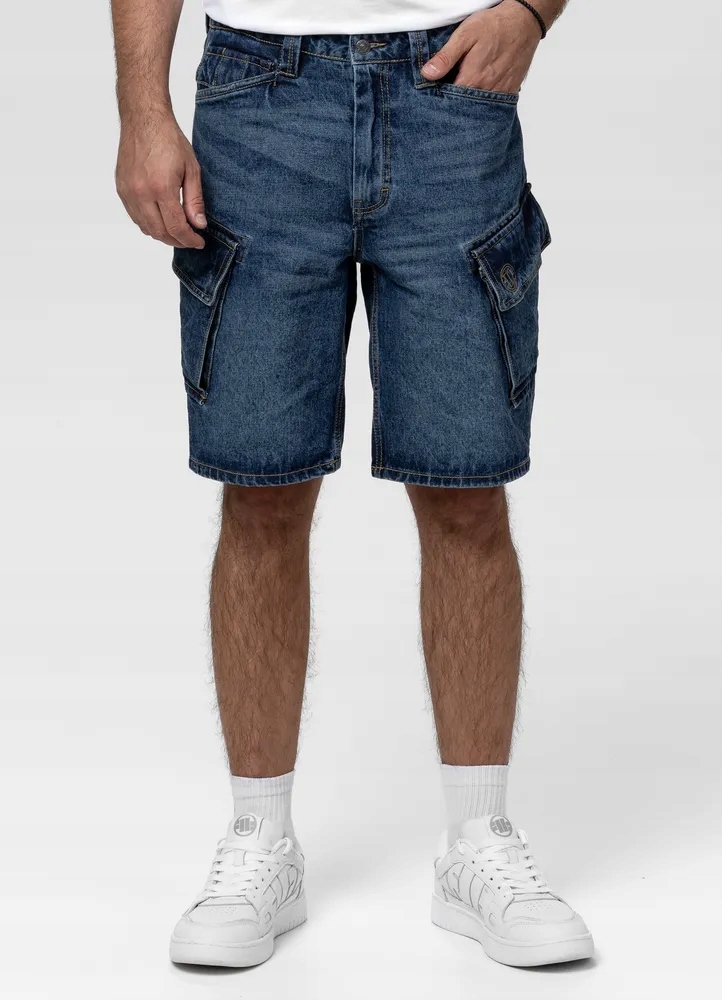 Męskie Szorty Jeansowe bojówki Pitbull Navy Wash Strandway efekt sprania XL