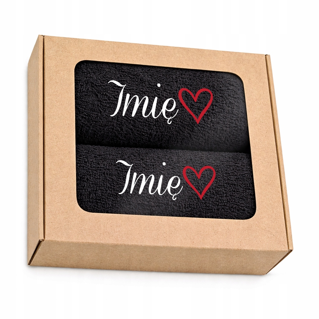 Sada ručníků 50x100 Výšivka pro novomanžele, páry Dárek Jméno a příjmení Černá