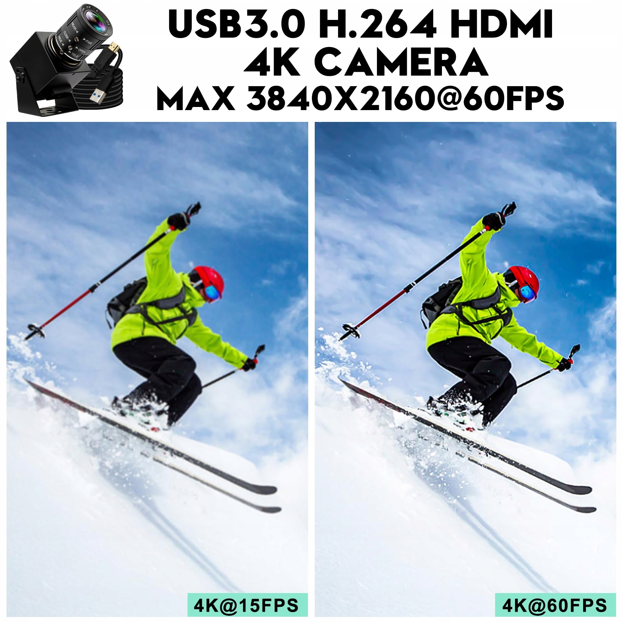 ELP Kamera 4K 60fps USB HDMI Zoom 3x Kamera Do Komputera TV Projektora — miniatura 3
