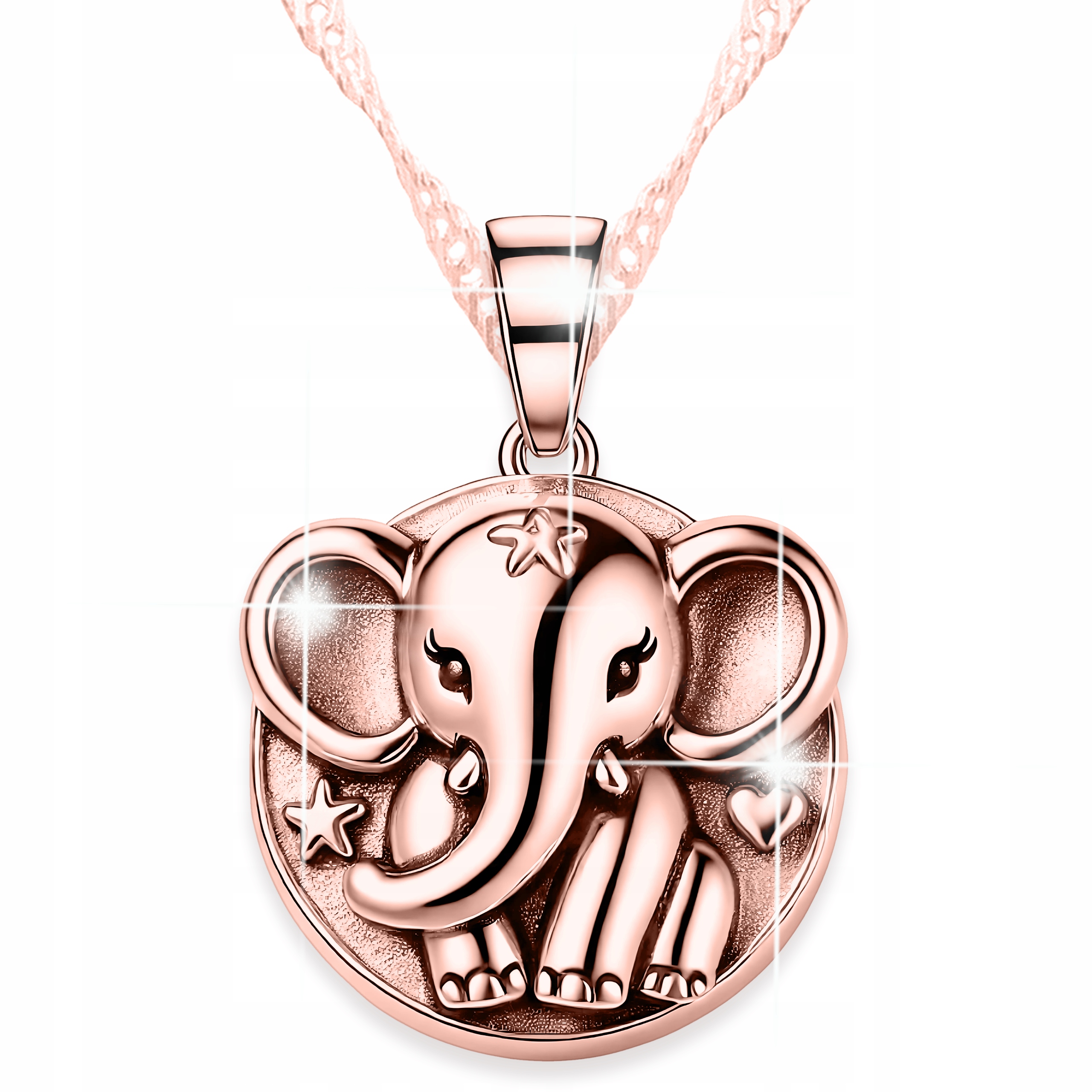 Náhrdelník Pozlacené kolečko se slonem Slon Slon pro štěstí Stříbro 925