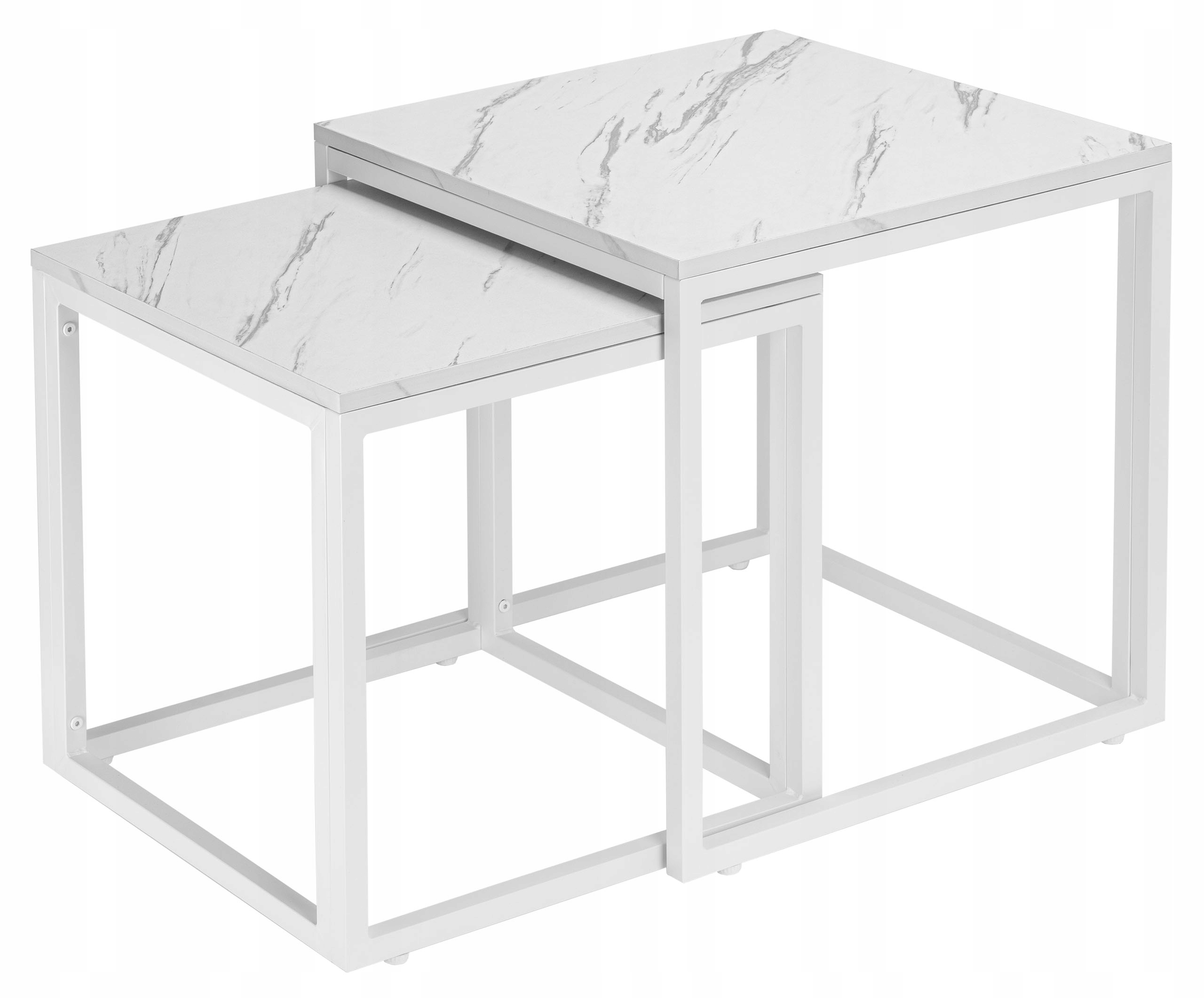 Konferenční Stolky Set Odkládací Stolek Do Obývacího Pokoje Loft Průmyslový Mramor Bílý Ocel