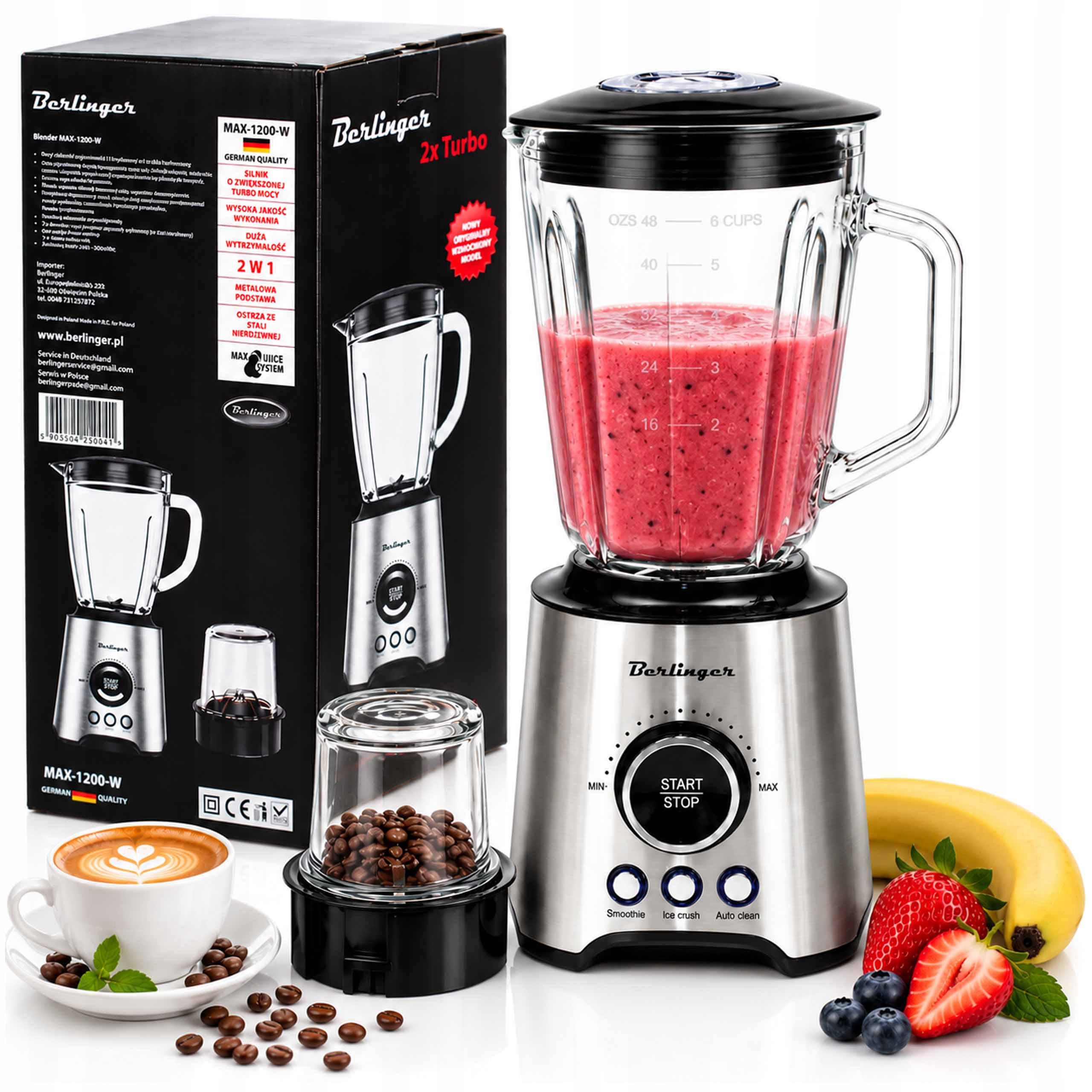 Kalichový mixér 1,5 l 1200 na koktejly Smoothie Mixér Led Mlýnek na kávu