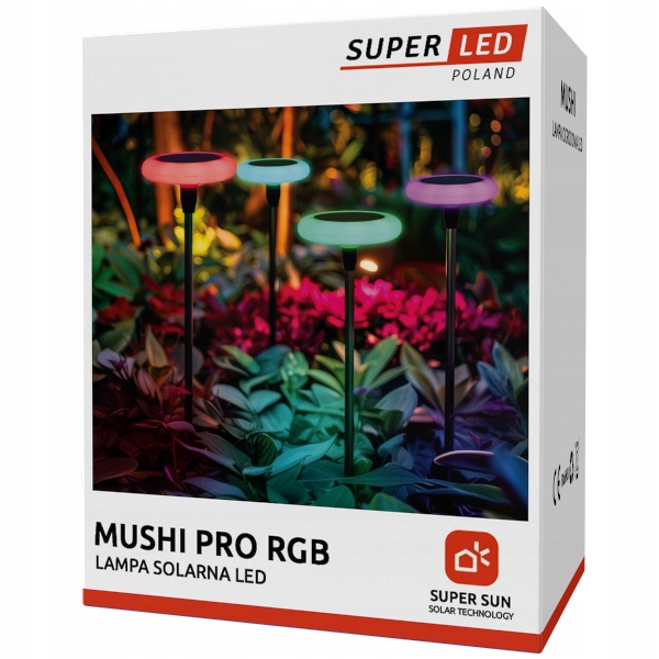 4x Solární lampa Led zahradní lampa zapichovací 76 cm Lampičky Houby Rgb